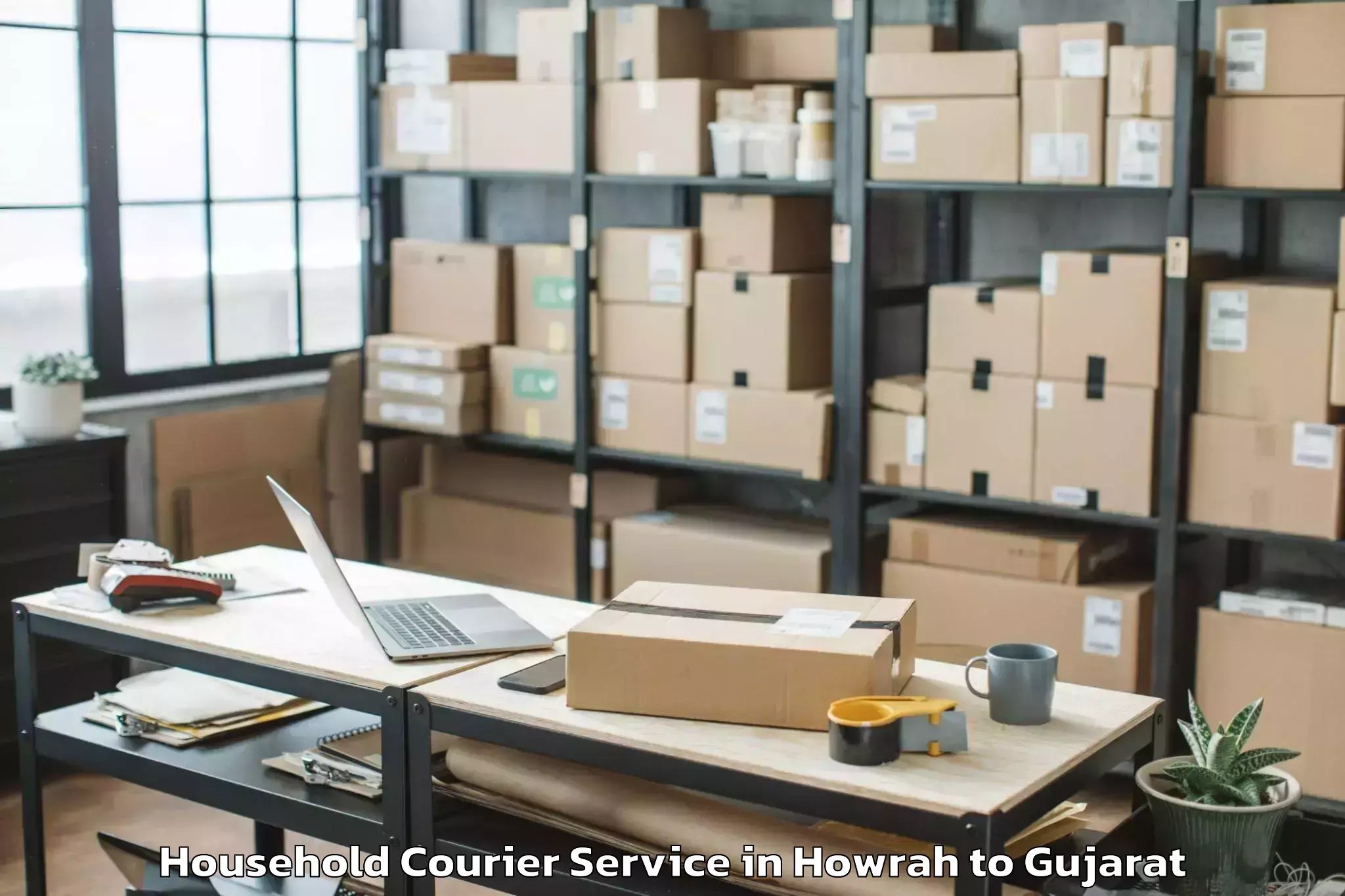 Book Howrah to Wankaner Household Courier Online